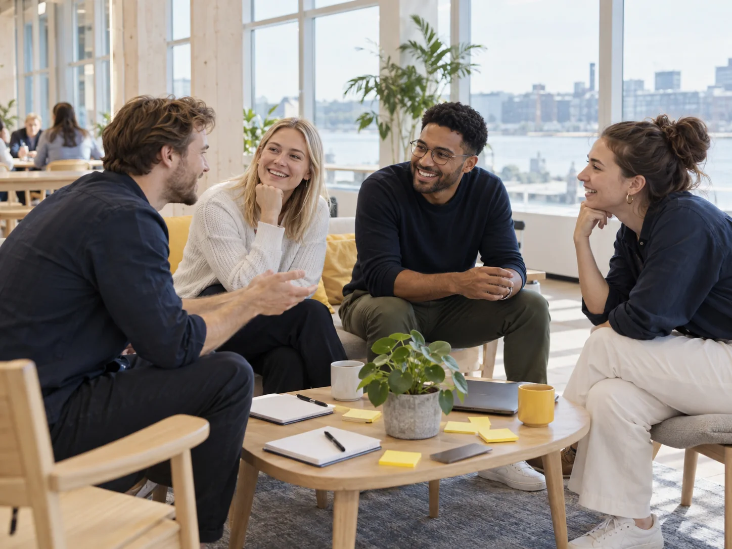 Fictional example: colleagues talking after a workshop.